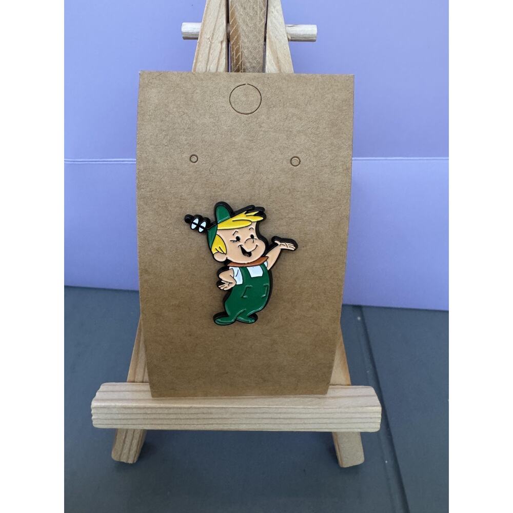 Cartoon Character Green Overalls Enamel Lapel Pin Rubber Back Badge Small Cute
